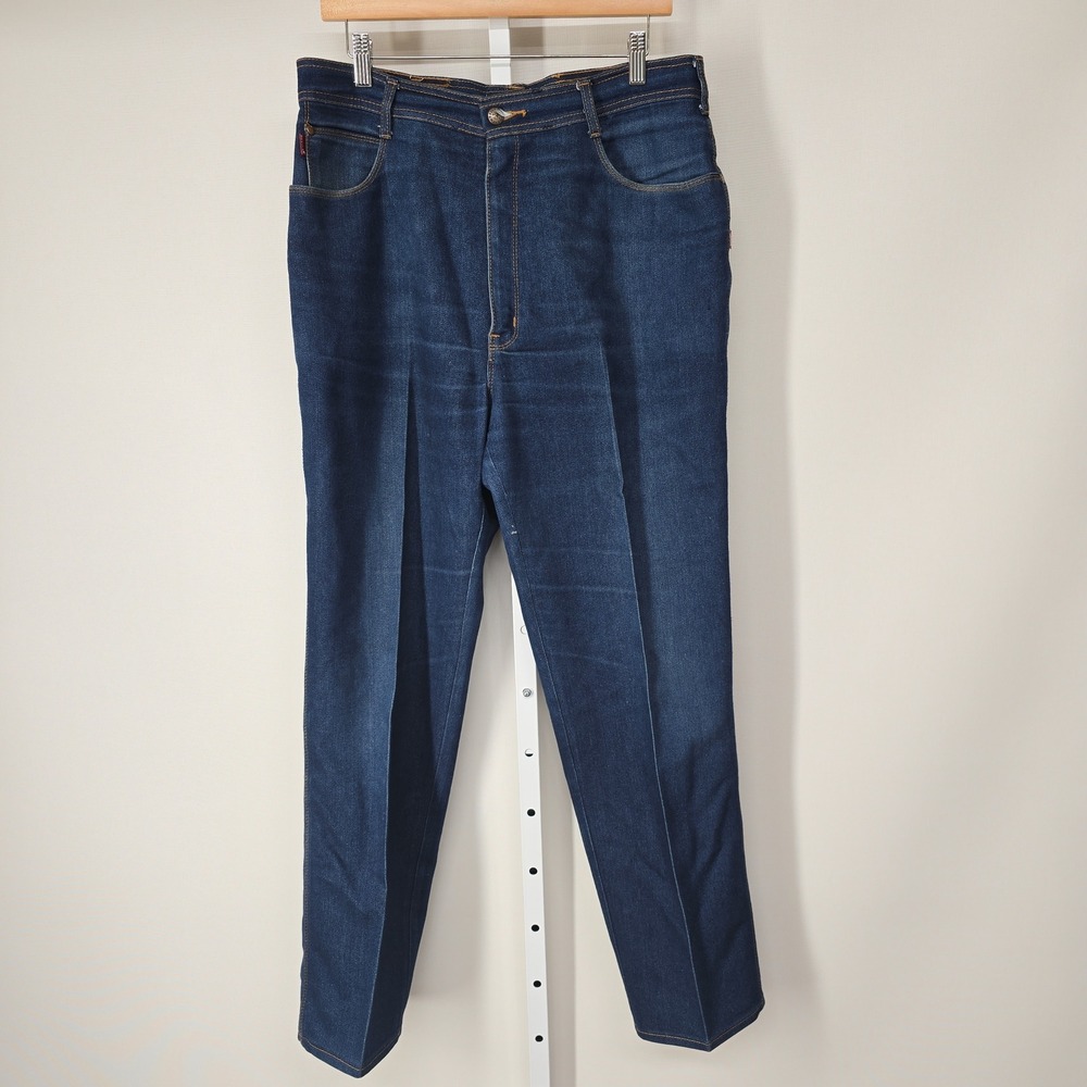 Vintage Braxton Stretch Jeans High Rise Dark Wash Embroidered Pocket‎ 34/20 - Picture 3 of 6